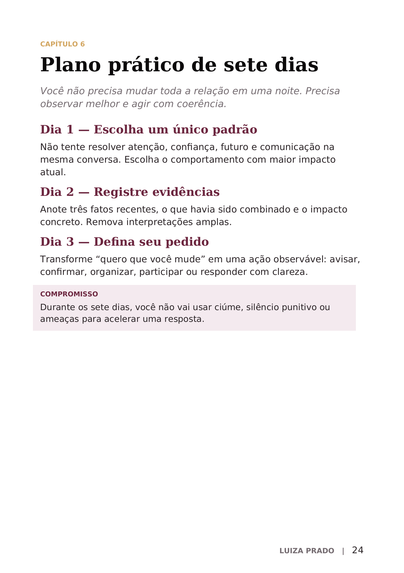 Plano prático de sete dias